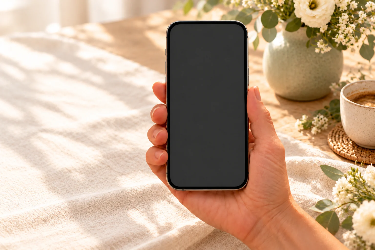 A phone held in a hand showing the actual Lovetone screen