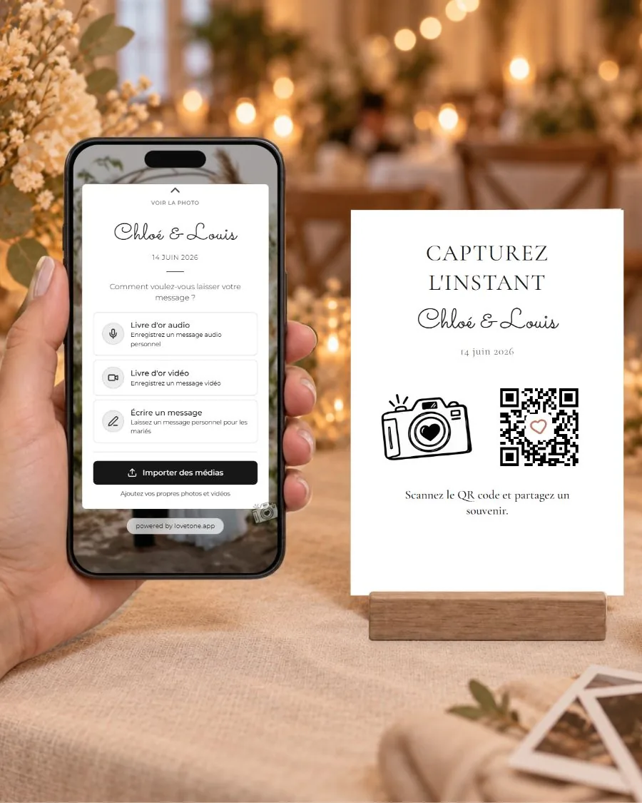 Capturez et partagez: la page des invités sur téléphone et sa carte QR assortie
